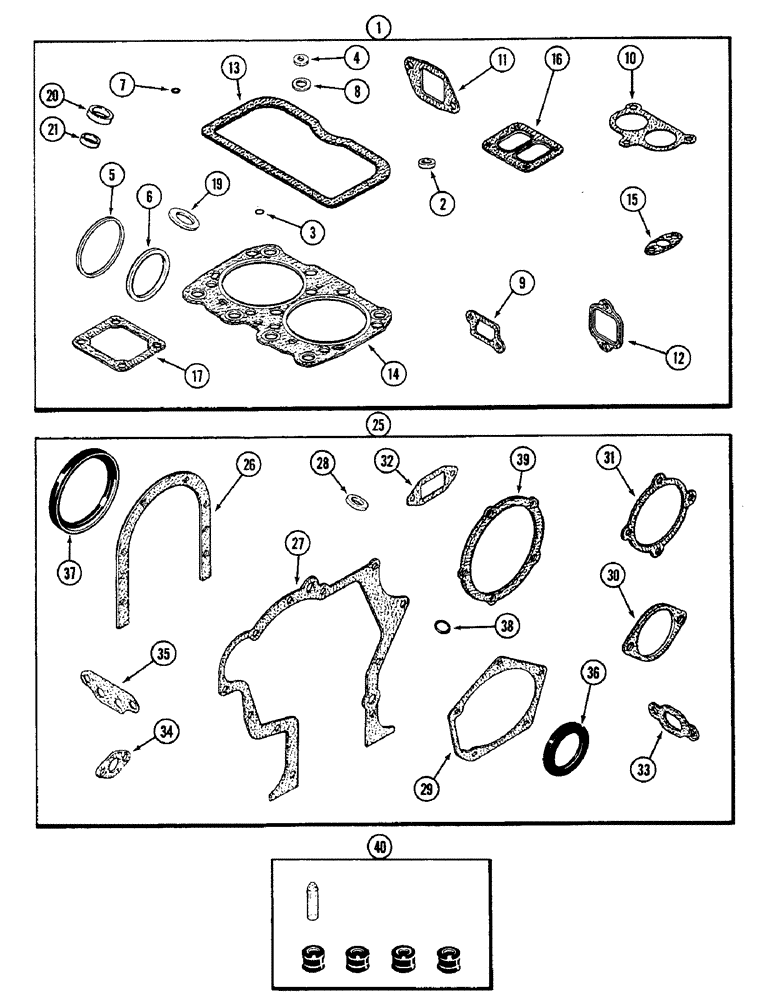 Схема запчастей Case IH 4690 - (2-050) - ENGINE GASKET KITS, 504BDTI DIESEL ENGINE, VALVE GRIND KIT (02) - ENGINE