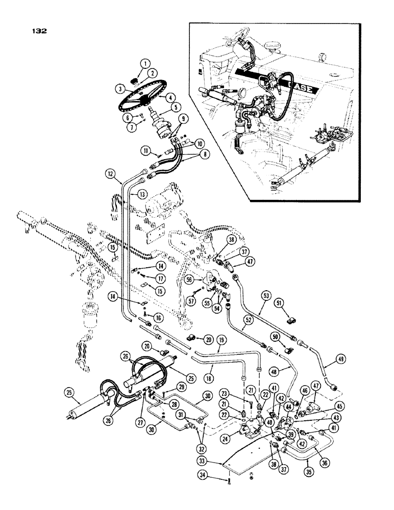 Схема запчастей Case IH 1200 - (132) - FRONT POWER STEERING (05) - STEERING