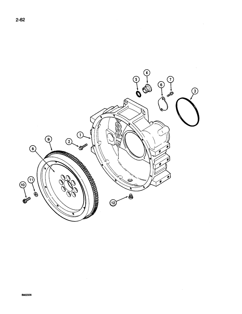 Схема запчастей Case IH 9240 - (2-062) - FLYWHEEL AND HOUSING, 6TA-830 ENGINE (02) - ENGINE