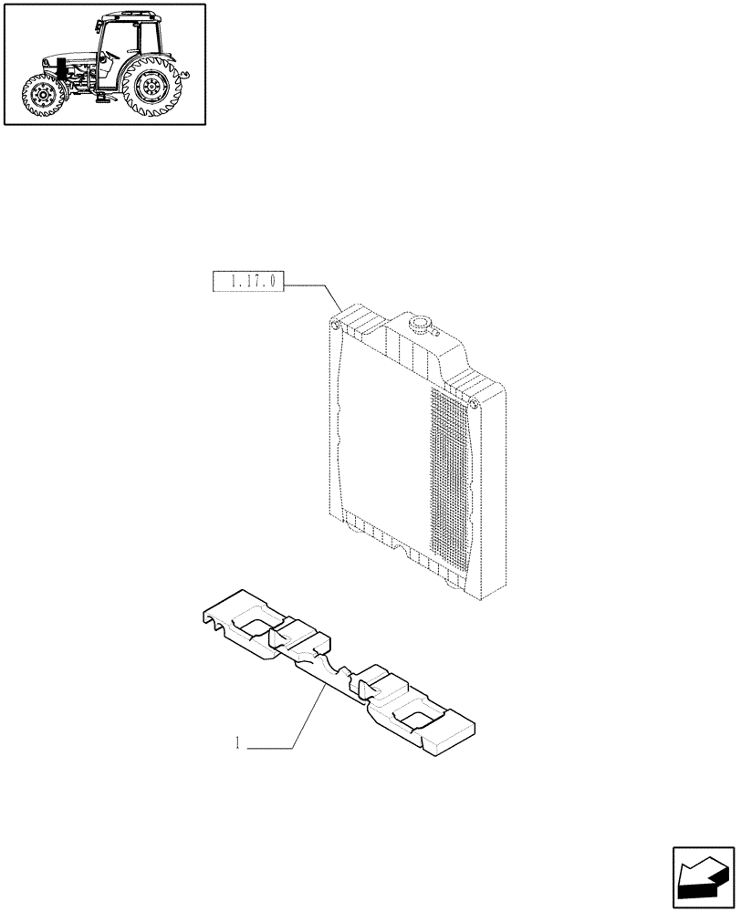 Схема запчастей Case IH JX1070C - (1.17.0/03[01]) - (VAR.030-031) FRONT HPL W/PTO & BRAKES - RADIATOR & RELATED PARTS (02) - ENGINE EQUIPMENT