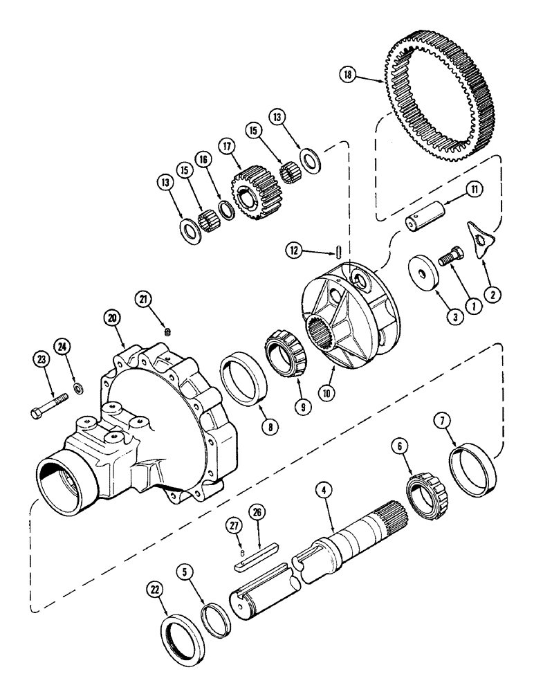 Схема запчастей Case IH 3294 - (6-216) - REAR AXLE, HOUSING AND PLANETARY GEARS, LONG AXLE - 120" (3048 MM) 3-1/2" (89 MM) DIAMETER (06) - POWER TRAIN