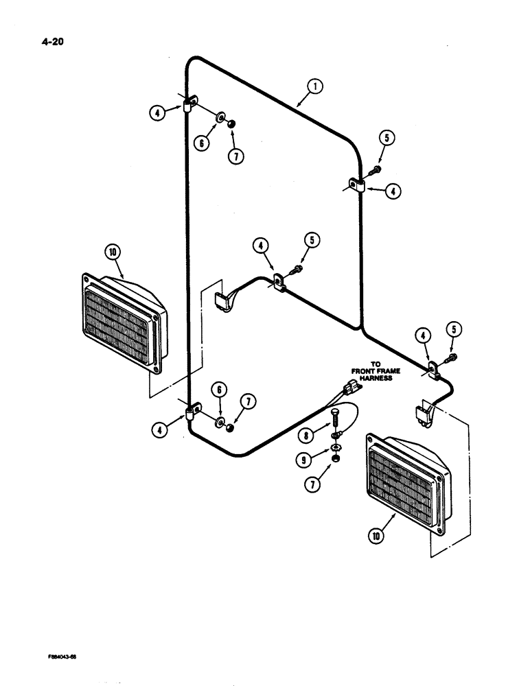 Схема запчастей Case IH 9170 - (4-20) - FRONT HEADLIGHT HARNESS (04) - ELECTRICAL SYSTEMS
