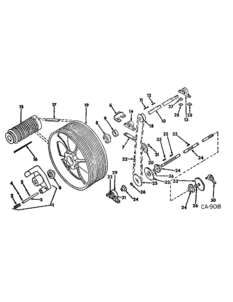 Схема запчастей Case IH 1150 - (C-06) - MAIN BELT, MIXER AND GEAR BOX DRIVE 