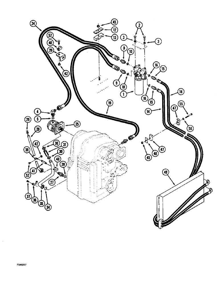 Схема запчастей Case IH 9270 - (6-074) - TRANSMISSION LUBE TRANSMISSION TO COOLER POWERSHIFT TRACTORS SERIAL NO. JCB0028400 & AFTER (06) - POWER TRAIN