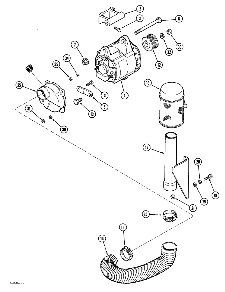 Схема запчастей Case IH 1822 - (4-42) - ALTERNATOR MOUNTING AND FILTER, 1822 COTTON PICKER (06) - ELECTRICAL SYSTEMS