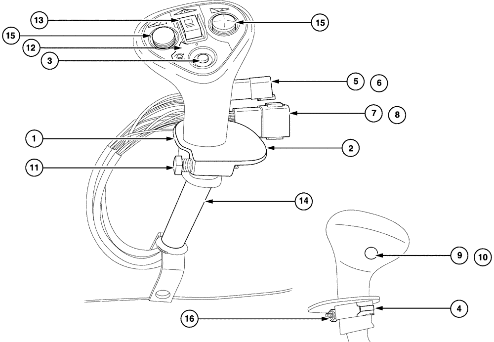 Схема запчастей Case IH SPX3320 - (01-040[01]) - PROP CONTROL LEVER ASSEMBLY, COLOR Cab Interior