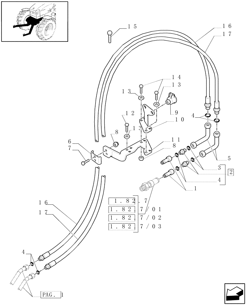 Схема запчастей Case IH MAXXUM 110 - (1.81.9/07[03]) - 4 HYDRAULIC FRONT COUPLERS FOR NON INTEGRATED FRONT HPL (VAR.330172) (07) - HYDRAULIC SYSTEM