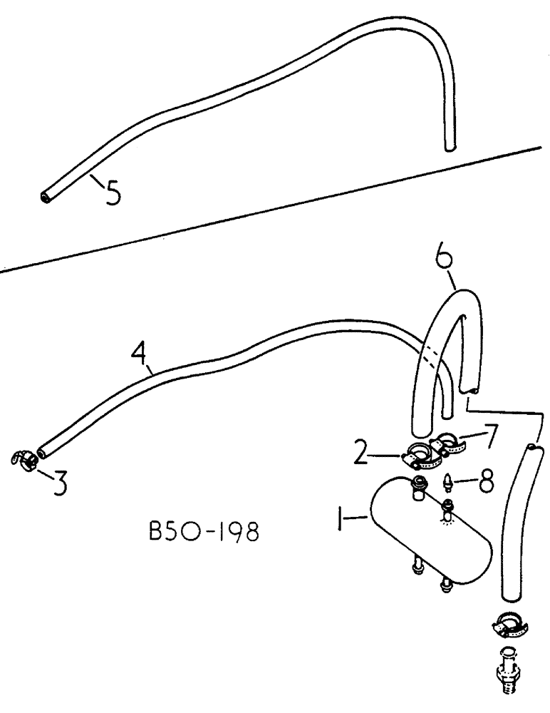 Схема запчастей Case IH 585 - (04-018) - BRAKE RESERVOIR AND HOSES SYNCHRO, 6446 UP, 584 6405, 258 594 TO 597 599 UP (5.1) - BRAKES