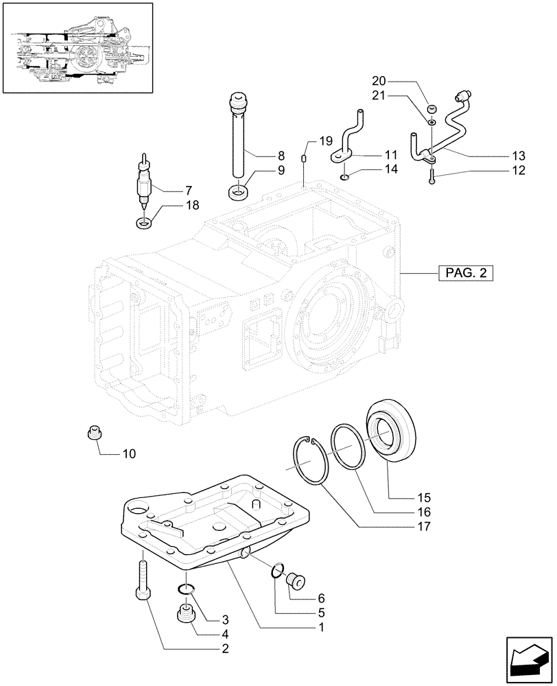 Схема запчастей Case IH MXU130 - (1.21.0[03]) - TRANSMISSION BOX AND RELATED PARTS (03) - TRANSMISSION