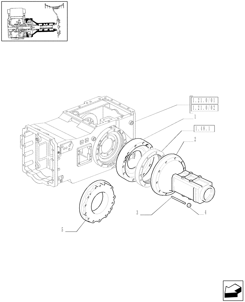 Схема запчастей Case IH MAXXUM 110 - (1.48.0[02]) - HEAVY DUTY REAR FINAL DRIVES - HOUSING (05) - REAR AXLE