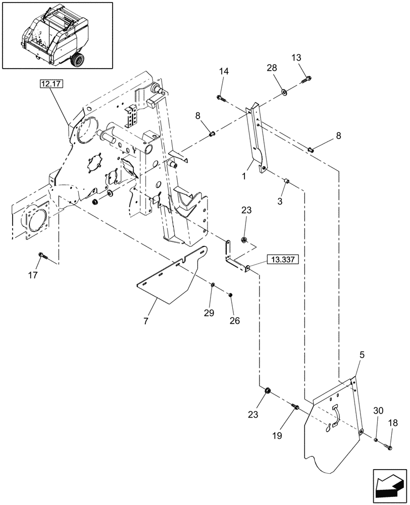 Схема запчастей Case IH RB564 - (08.95) - SHIELDS, STUFFER FEEDER (08) - SHEET METAL/DECALS