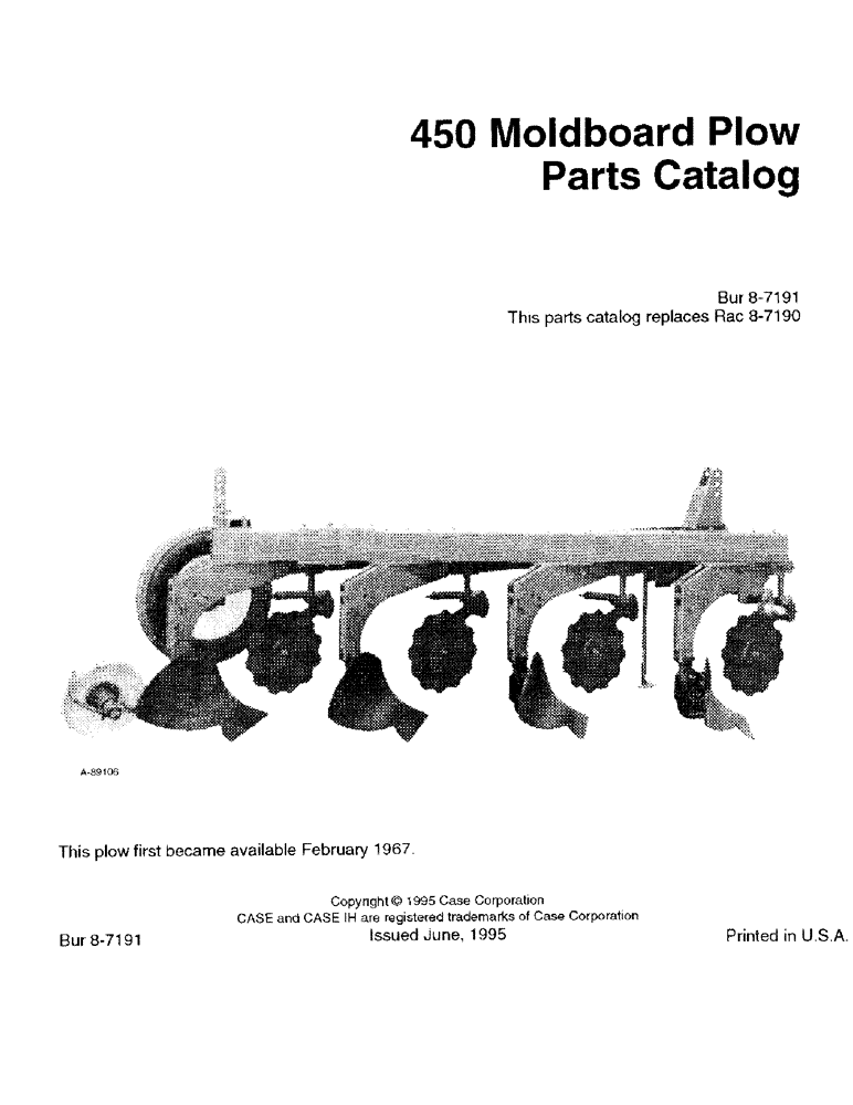 Схема запчастей Case IH 450 - (1-1) - 450 MOLDBOARD PLOW PARTS CATALOG 