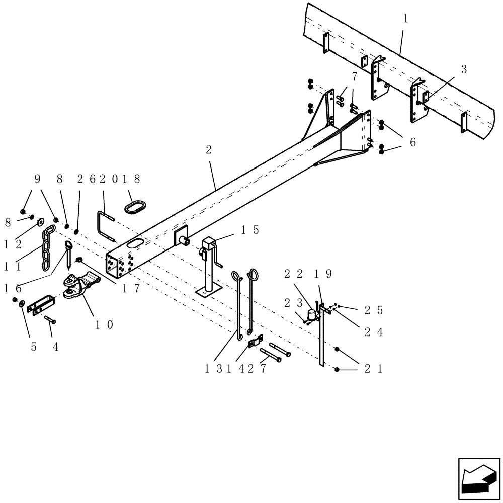 Схема запчастей Case IH 1200 - (F.10.G[03]) - MAIN FRAME AND HITCH, 6 ROW RIGID TRAILING (ASN CBJ022936) F - Frame Positioning