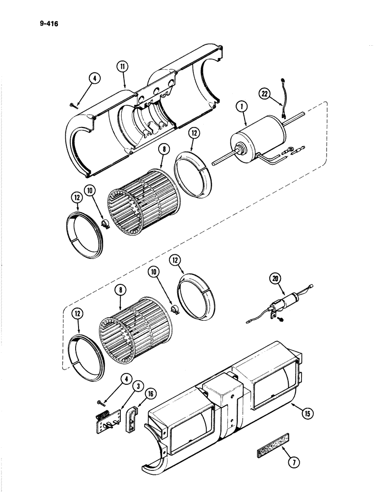 Схема запчастей Case IH 4894 - (9-416) - CAB BLOWER ASSEMBLY (09) - CHASSIS/ATTACHMENTS