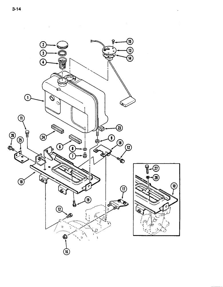 Схема запчастей Case IH 255 - (3-14) - FUEL TANK AND SUPPORTS (03) - FUEL SYSTEM