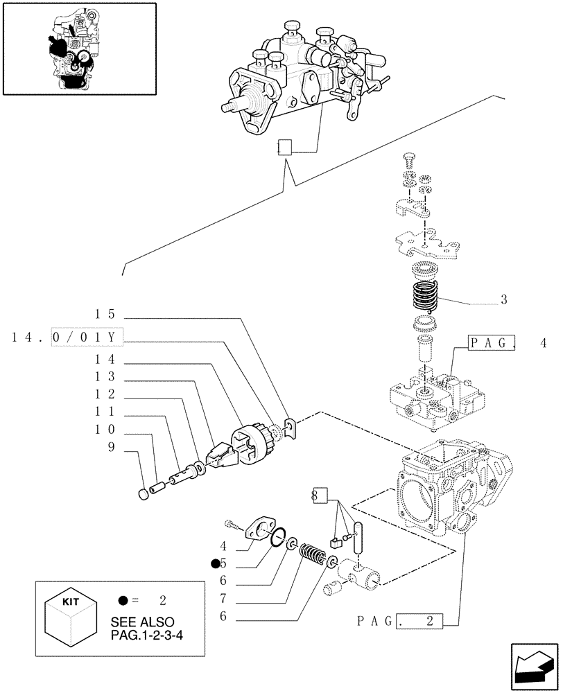 Схема запчастей Case IH JX85 - (0.14.0/01D[05]) - INJECTION PUMP, GOVERNOR (01) - ENGINE