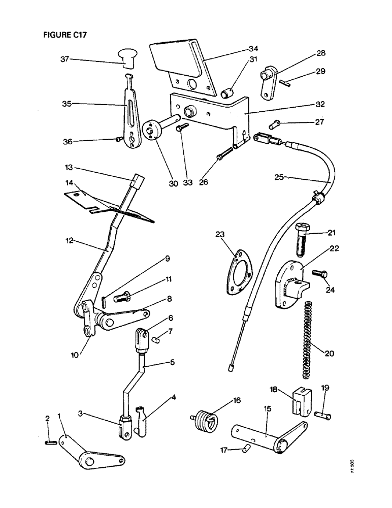 Схема запчастей Case IH 1410 - (C17-1) - GEARBOX, ENGAGEMENT LEVER FOR TRANSFER GEARBOX 4WD TRACS.,KRAMER AXLE [A] 1410 4WD [B] 1410Q 4WD Gearbox