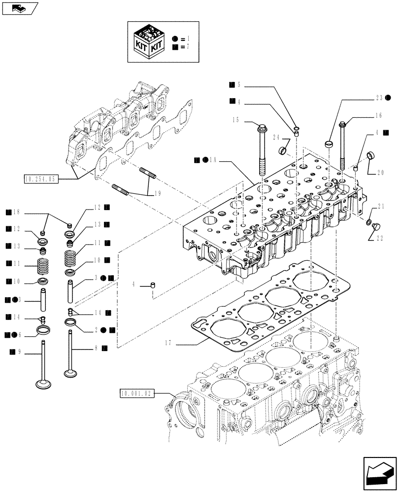 Схема запчастей Case IH F5AE5484C A002 - (10.101.01) - CYLINDER HEAD & RELATED PARTS (10) - ENGINE