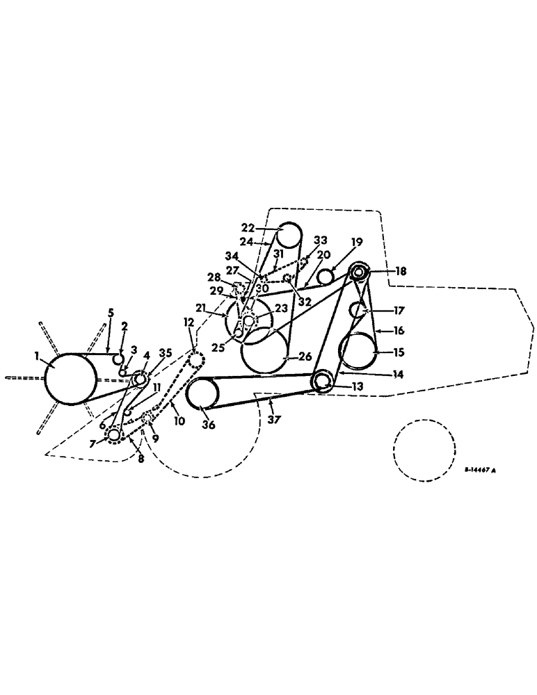 Схема запчастей Case IH 315 - (08) - BELT, CHAIN, PULLEY AND SPROCKET DIAGRAM, LEFT SIDE OF MACHINE (00) - GENERAL