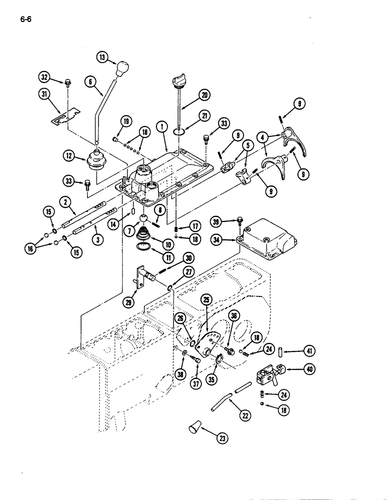 Схема запчастей Case IH 255 - (6-06) - GEAR SHIFT LINKAGE AND MECHANISM, RANGE SHIFT LINKAGE, CONSTANT MESH TRANSMISSION (06) - POWER TRAIN