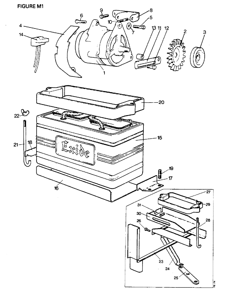 Схема запчастей Case IH 1412 - (M1-1) - ELECTRICAL EQUIPMENT, ALTERNATOR AND BATTERY (06) - ELECTRICAL SYSTEMS