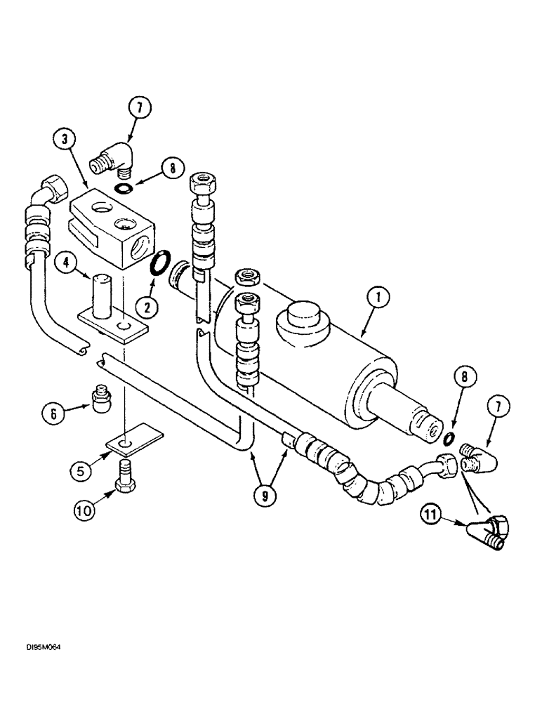 Схема запчастей Case IH 3220 - (5-008) - POWER STEERING CYLINDERS AND HOSES, 2 WHEEL DRIVE TRACTOR, ADJUSTABLE FRONT AXLE (05) - STEERING