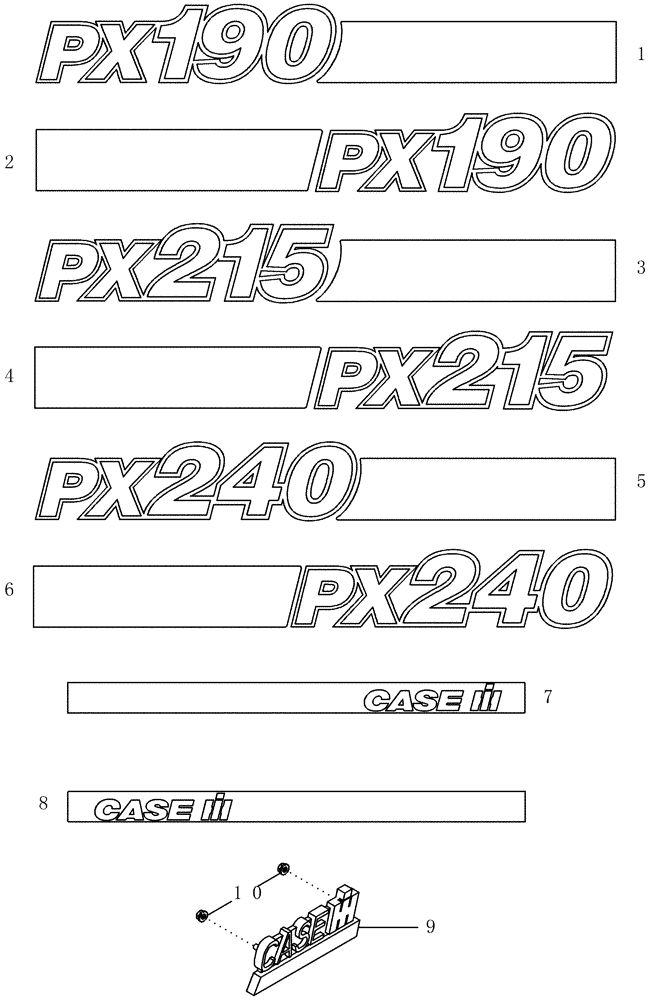 Схема запчастей Case IH PX240 - (09-04) - DECALS (09) - CHASSIS/ATTACHMENTS