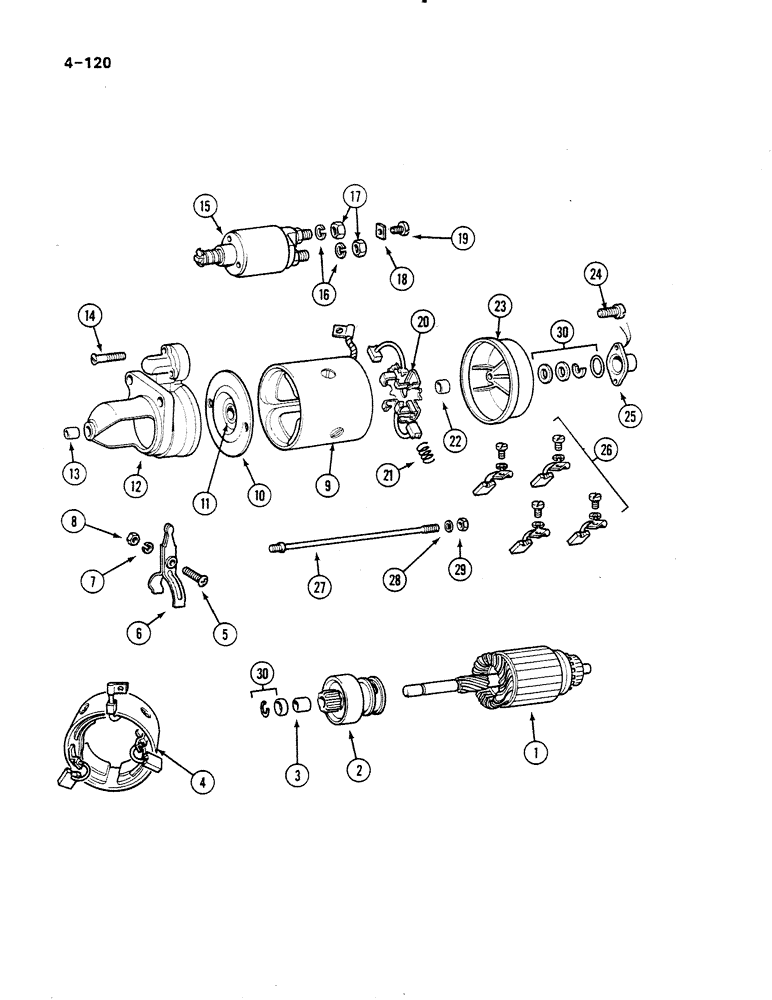 Схема запчастей Case IH 485 - (4-120) - STARTER MOTOR, BOSCH (04) - ELECTRICAL SYSTEMS