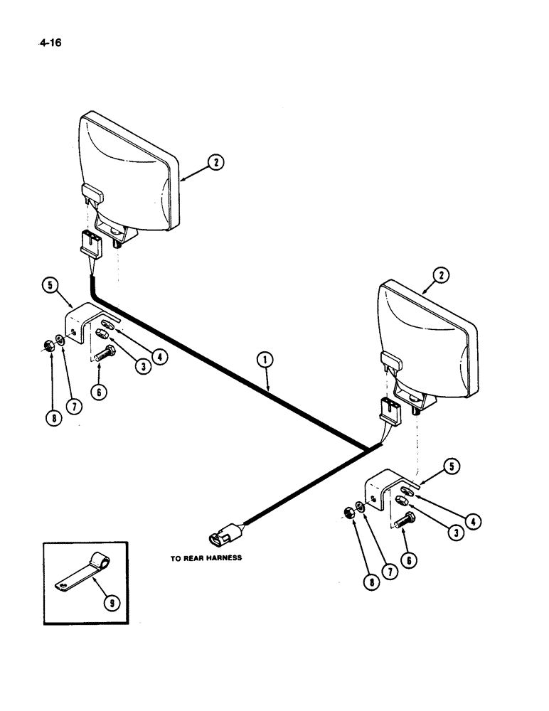 Схема запчастей Case IH 1844 - (4-16) - BASKET LAMPS AND HARNESS (06) - ELECTRICAL SYSTEMS