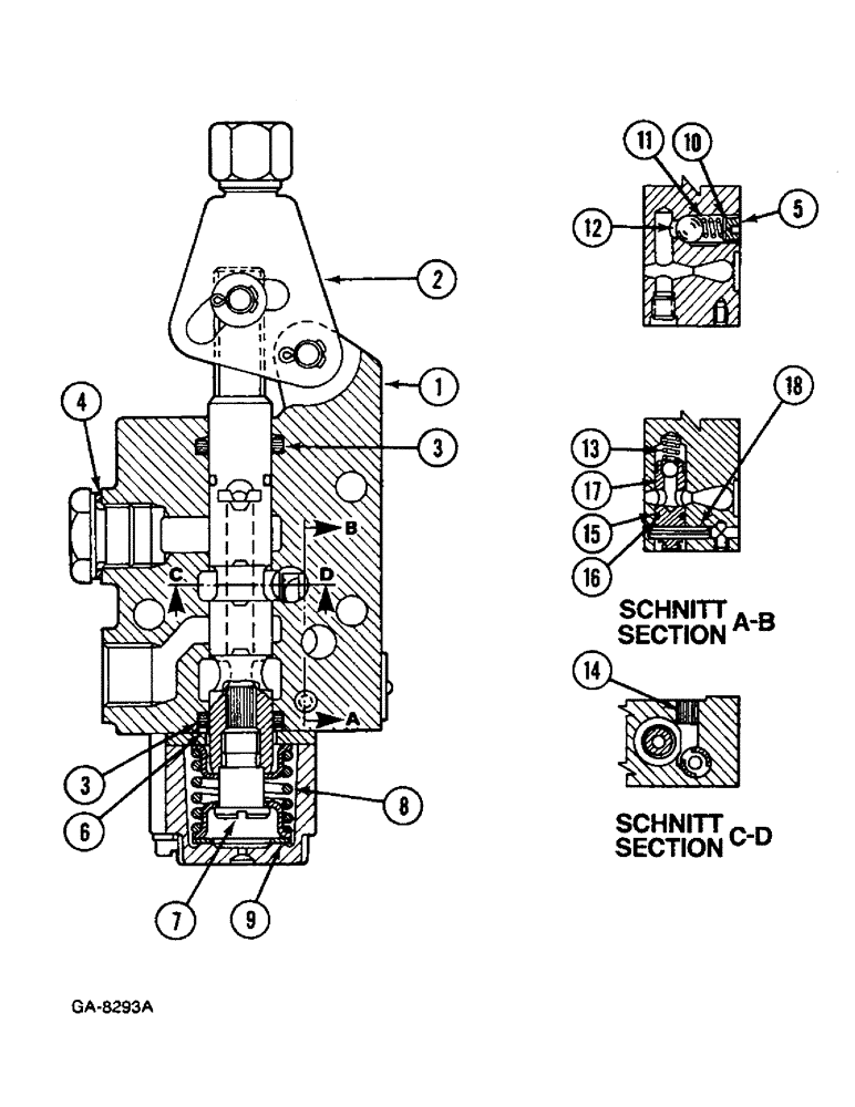 Схема запчастей Case IH 433 - (8-538) - DOUBLE ACTING CONTROL VALVE (08) - HYDRAULICS