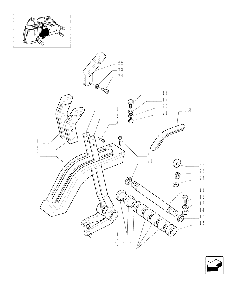 Схема запчастей Case IH JX1100U - (1.82.2[01]) - LIFT EXTERNAL CONTROLS - LEVERS & SUPPORT (L/CAB) (07) - HYDRAULIC SYSTEM