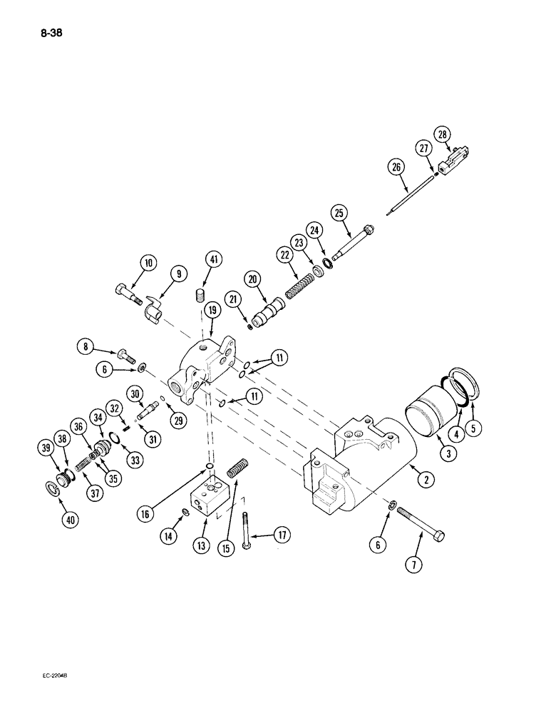 Схема запчастей Case IH 495 - (8-038) - DRAFT CONTROL, CYLINDER AND VALVE ASSEMBLY (08) - HYDRAULICS