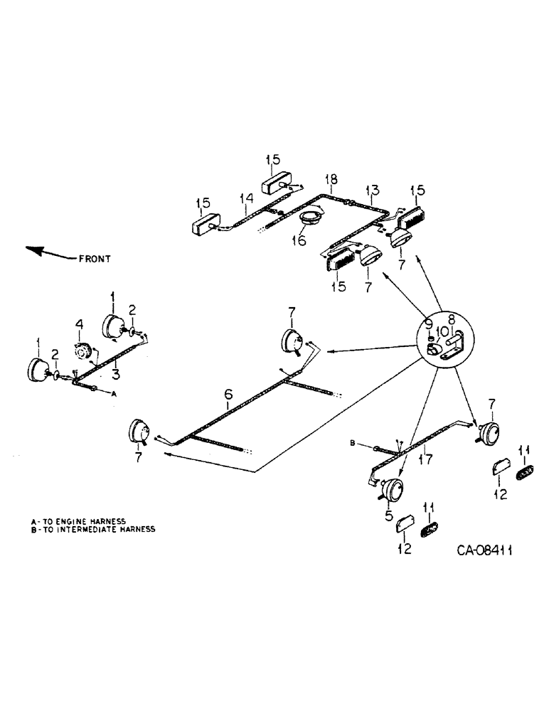 Схема запчастей Case IH 4386 - (08-12) - ELECTRICAL, TRACTOR LIGHTING CONNECTIONS AND MOUNTING, 4386 TRACTORS (06) - ELECTRICAL