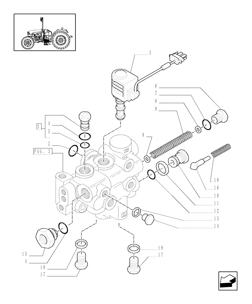 Схема запчастей Case IH JX1060C - (1.33.2/06[02]) - (VAR.326) REAR ELECTROHYDRAULIC DIFF. LOCK - C5737 (04) - FRONT AXLE & STEERING