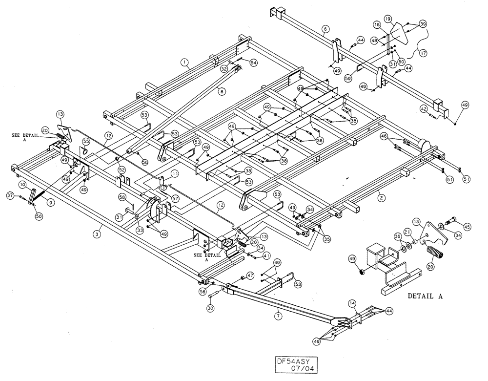 Схема запчастей Case IH TIGER-MATE - (39.100.03) - DOUBLE FOLD MAIN FRAME AND TRUSSES 54-1/2 THROUGH 60-1/2 (39) - FRAMES AND BALLASTING