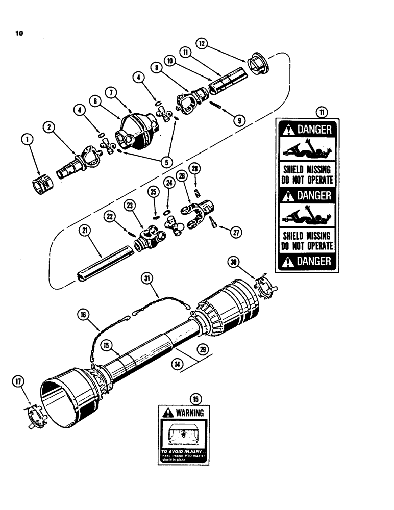 Схема запчастей Case IH 3640 - (10) - DRIVE SHAFT, CONSTANT VELOCITY (BONDIOLI AND PAVESI) 