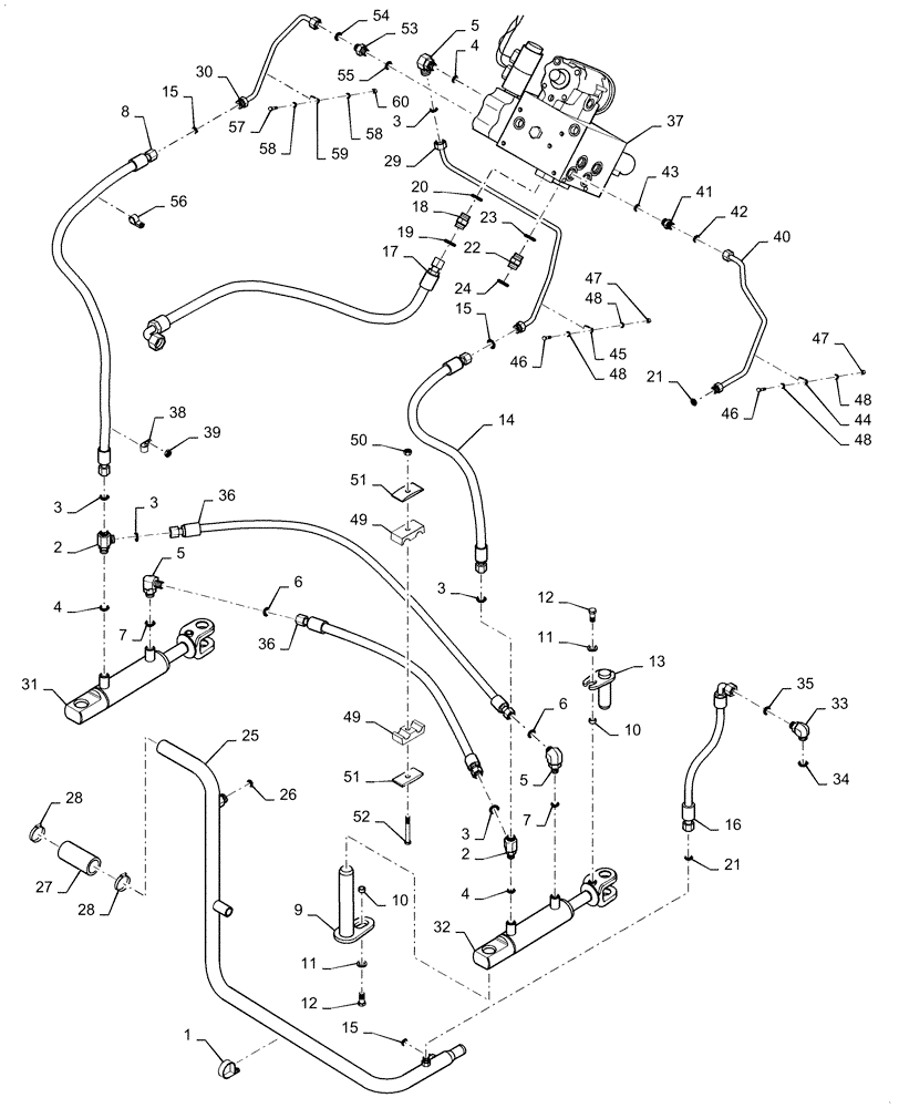 Схема запчастей Case IH STX275 - (05-01[03]) - HYDRAULICS - FRONT STEERING CYLINDERS, WITH ACCUSTEER (05) - STEERING