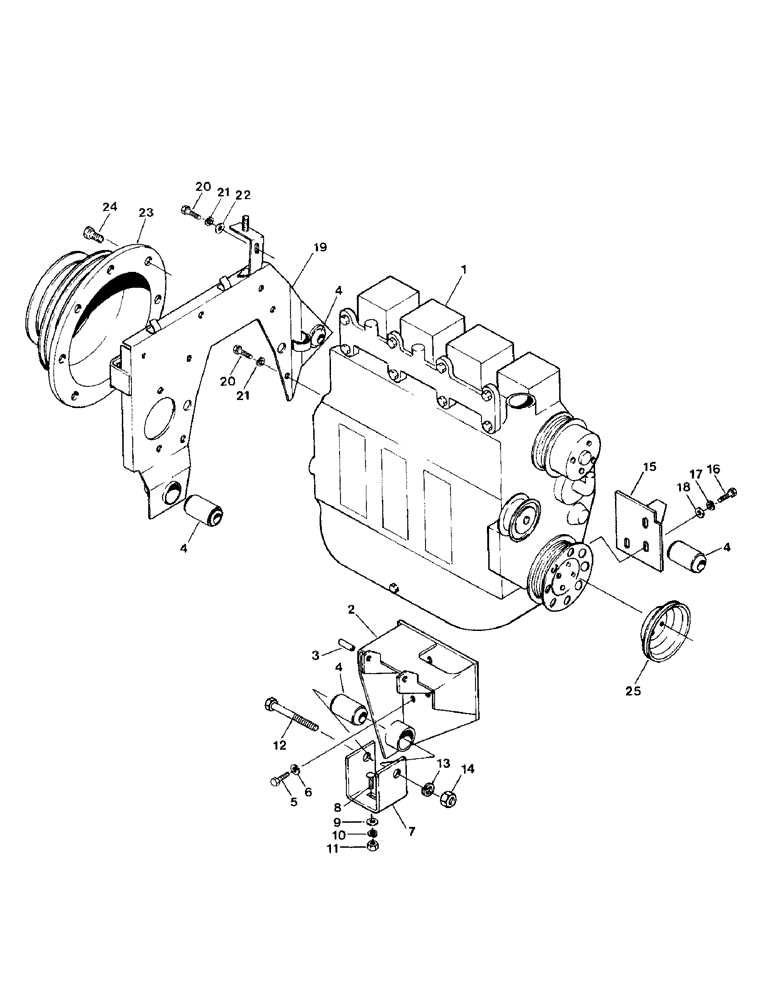 Схема запчастей Case IH 6500 - (2-32) - DIESEL ENGINE MOUNTS AND PULLEYS (02) - ENGINE