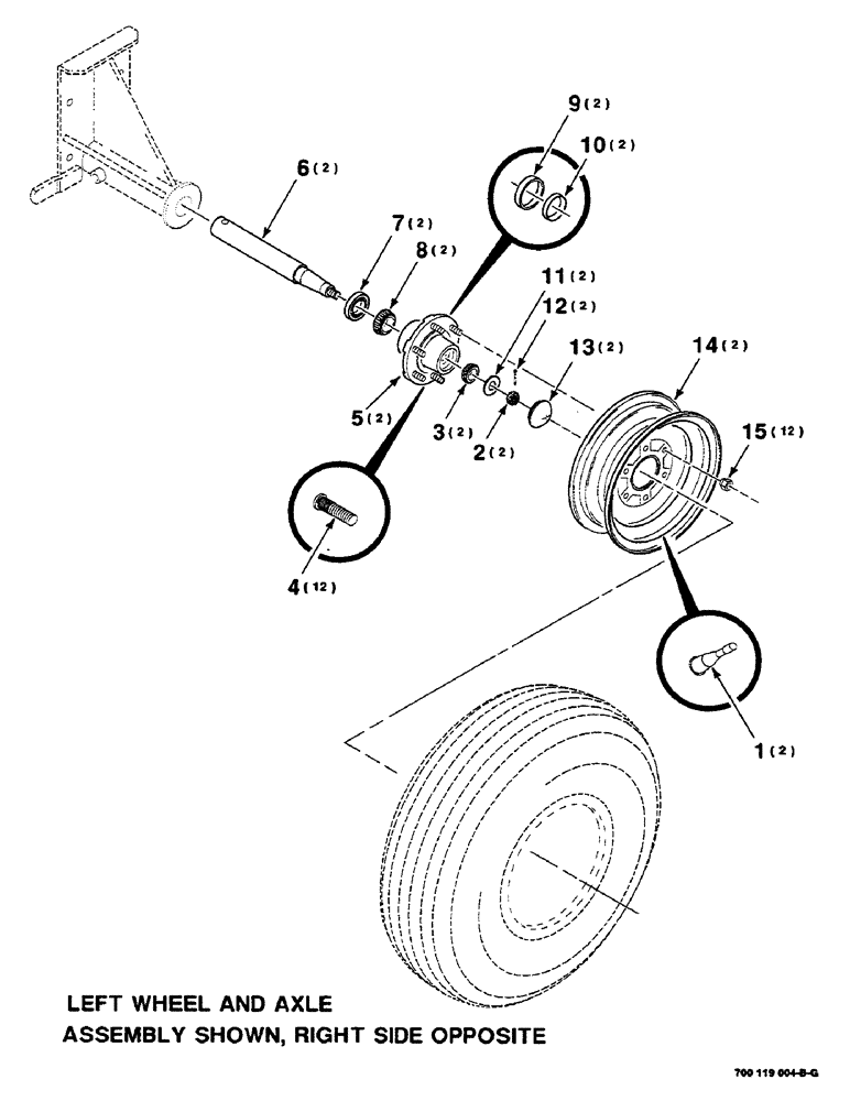 Схема запчастей Case IH 8455 - (7-06) - WHEEL, HUB AND AXLE ASSEMBLY (12) - MAIN FRAME