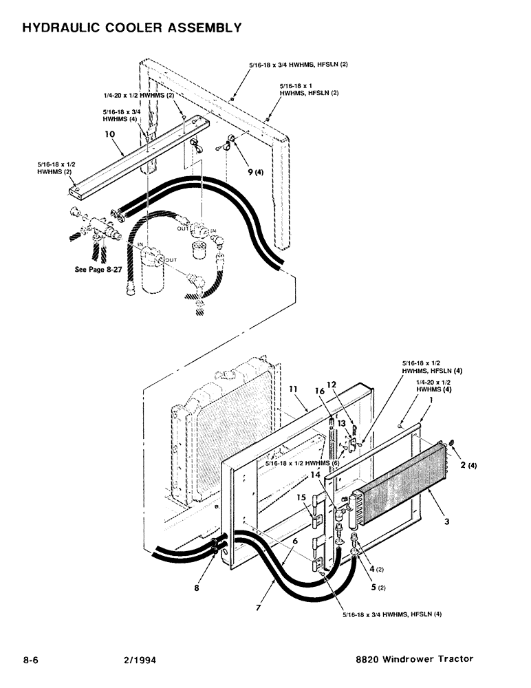 Схема запчастей Case IH 8820 - (8-06) - HYDRAULIC COOLER ASSEMBLY (08) - HYDRAULICS