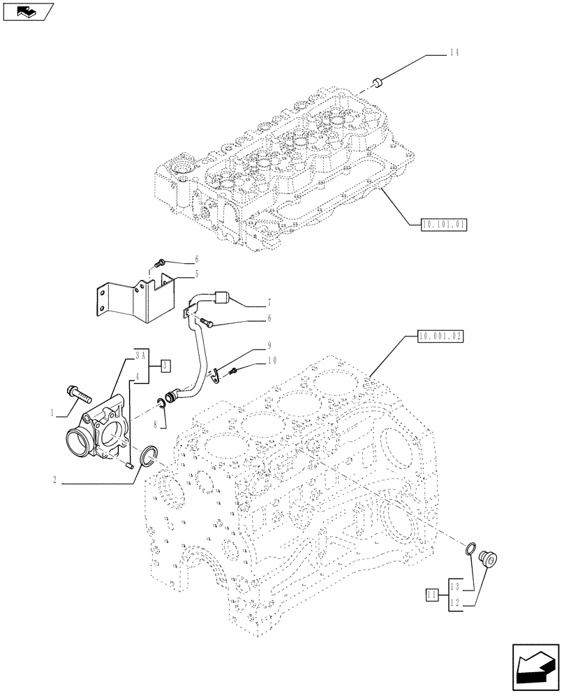 Схема запчастей Case IH F4DFE413C A003 - (10.402.01[01]) - PIPING - ENGINE COOLING SYSTEM (2856257-84496917) (10) - ENGINE