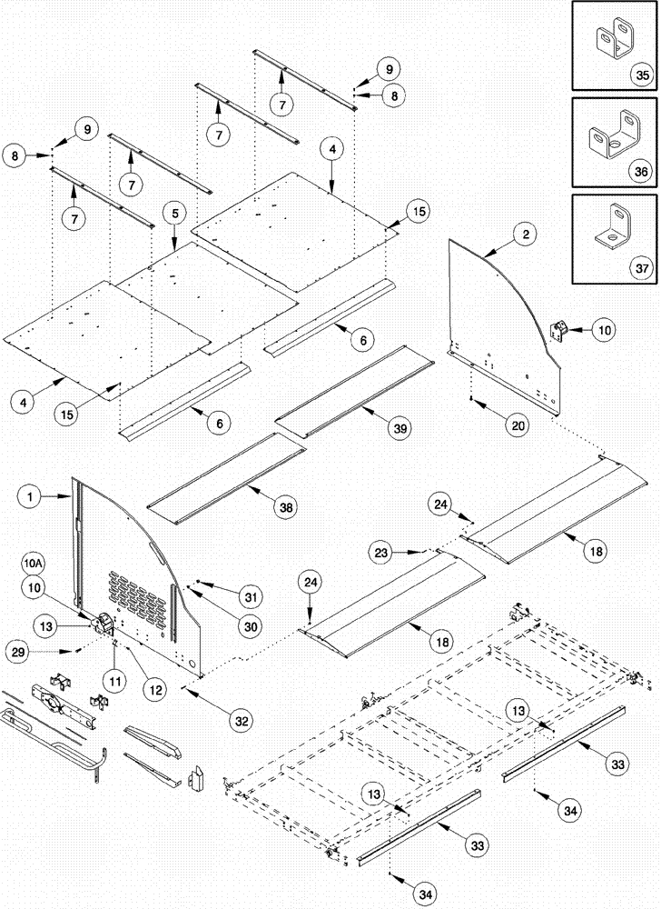 Схема запчастей Case IH 620 - (09D-16) - BASKET DOOR, COVERS AND SHIELDS (16) - BASKET