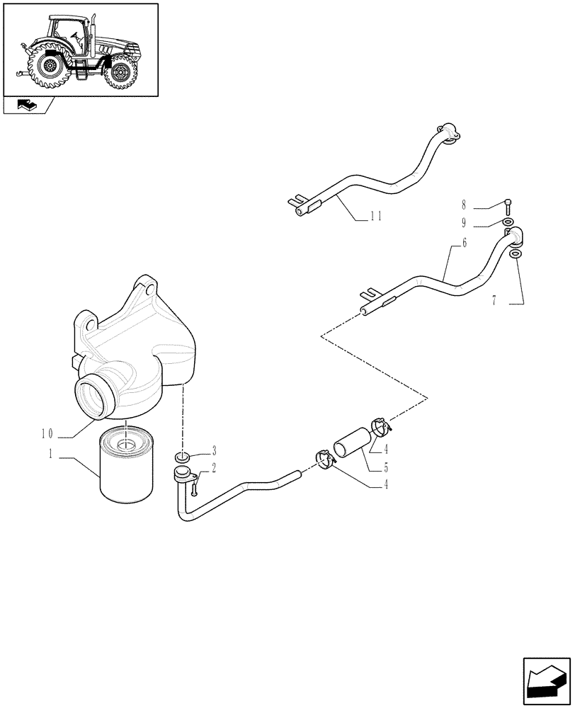 Схема запчастей Case IH FARMALL 60 - (1.82.1[02]) - LIFTER LINES - OIL FILTER, PIPES AND SUPPORT (07) - HYDRAULIC SYSTEM