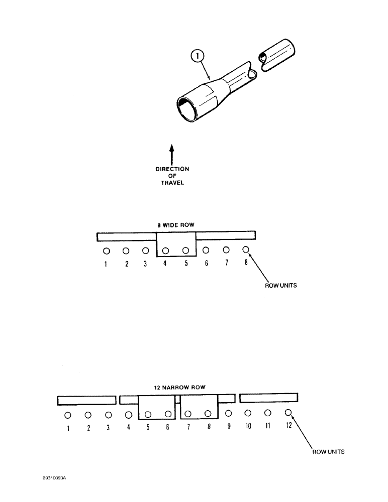 Схема запчастей Case IH 950 - (9C-28) - SEED DELIVERY TUBE, 8 ROW WIDE, 12 ROW NARROW (09) - CHASSIS/ATTACHMENTS