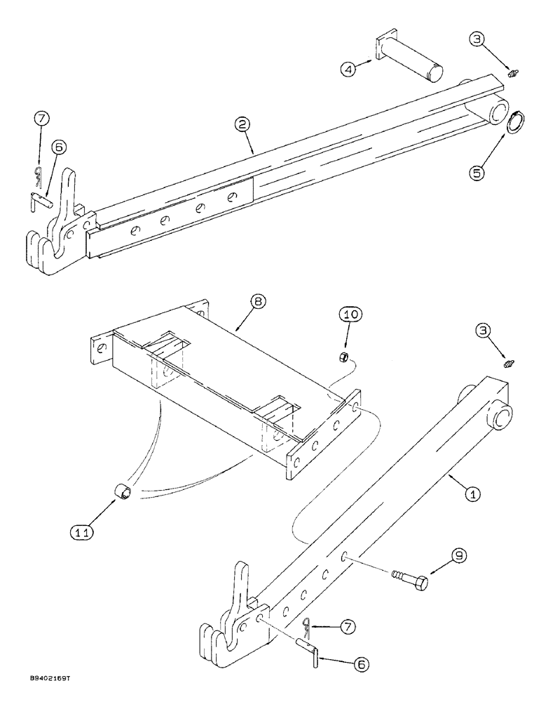 Схема запчастей Case IH 5400 - (9-094) - UNDERSLUNG HITCH FOR COULTER FRAME (09) - CHASSIS