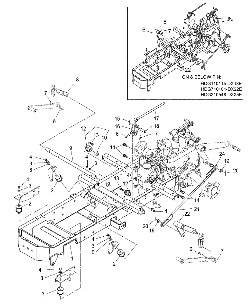 Схема запчастей Case IH DX22E - (04.01) - MAIN FRAME (04) - FRONT AXLE & STEERING