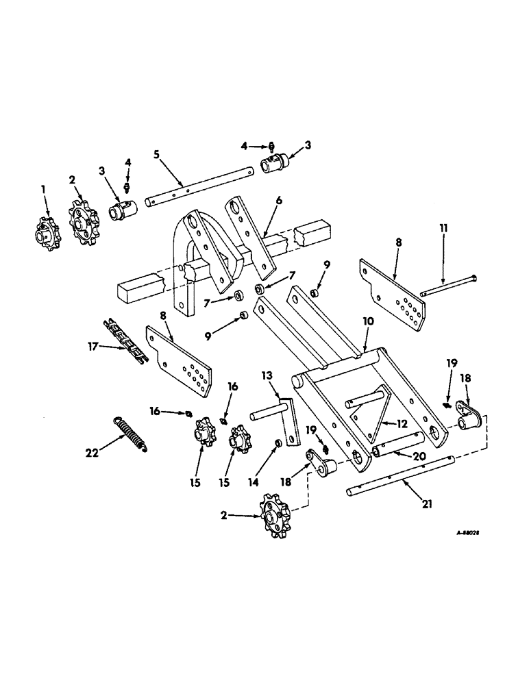 Схема запчастей Case IH 187 - (D-14) - TOOL BAR AND GAUGE WHEEL FRAME, 1966 AND SINCE 