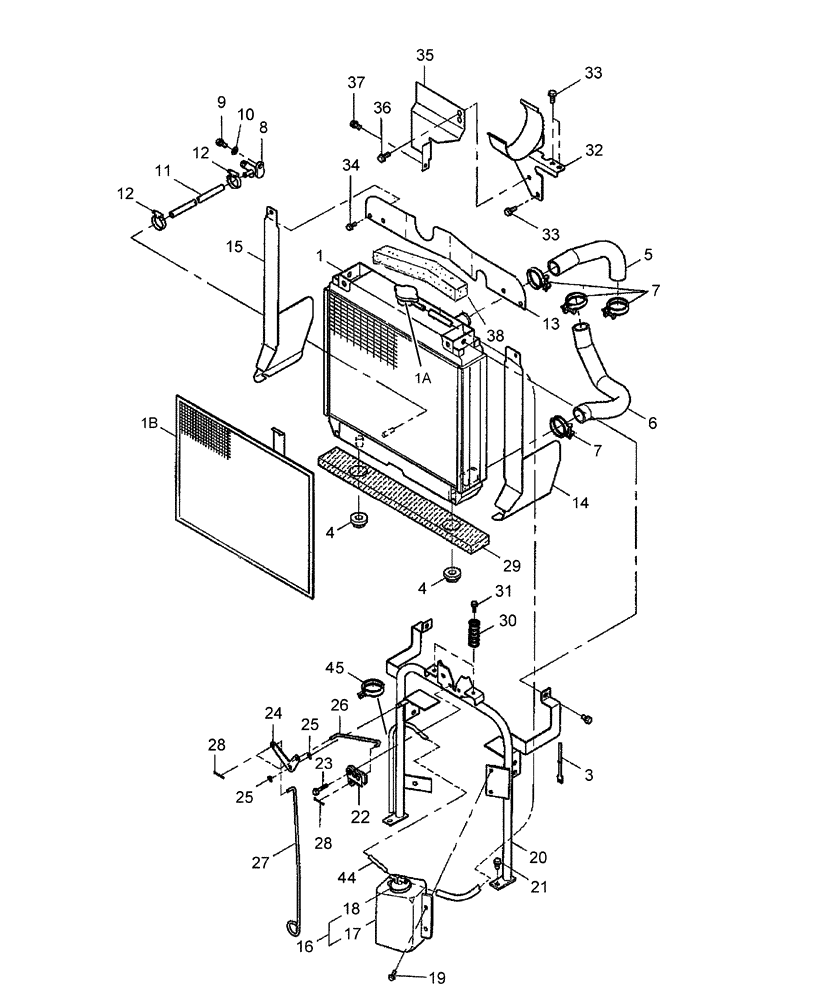 Схема запчастей Case IH DX23 - (02.02) - RADIATOR & HOOD LATCH (02) - ENGINE EQUIPMENT