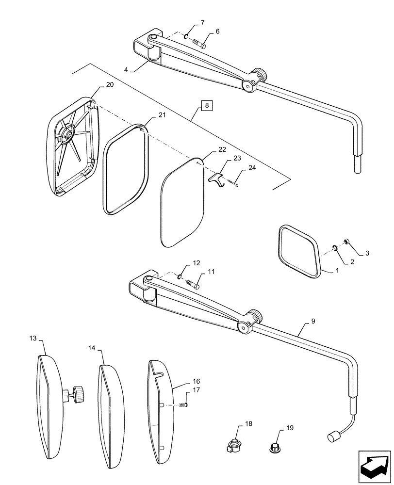 Схема запчастей Case IH STX380 - (09-22) - MIRRORS (09) - CHASSIS