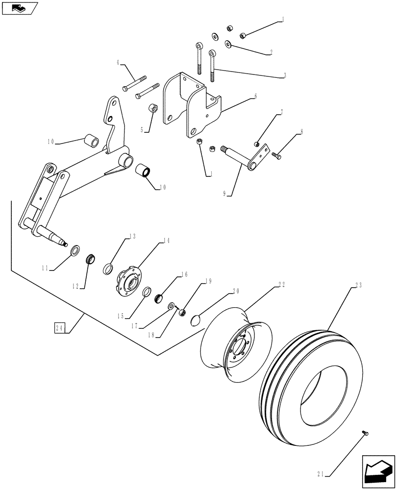 Схема запчастей Case IH 930 - (44.100.07) - 42 WING SINGLE HUB ASSEMBLY (44) - WHEELS